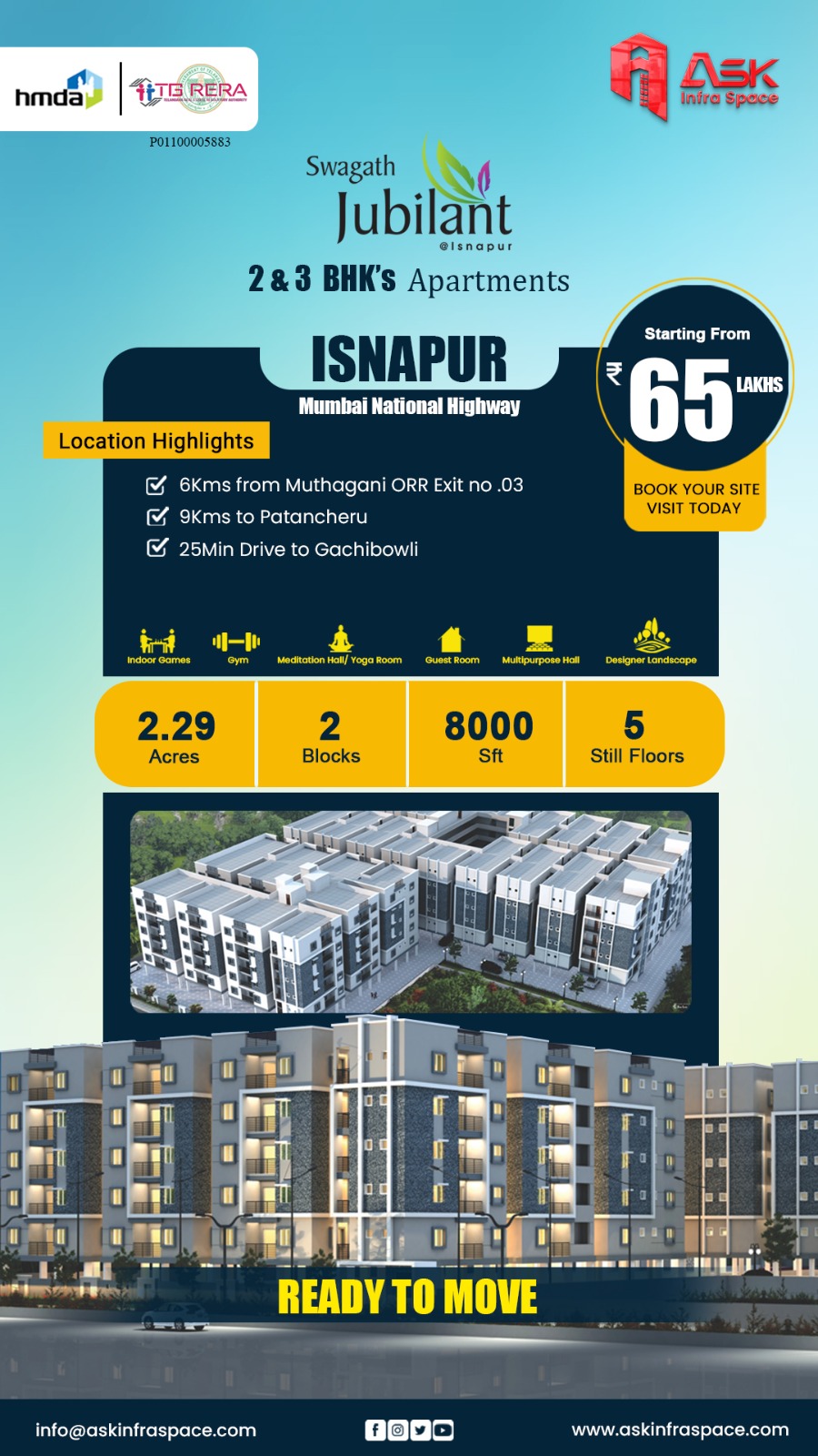 Apartments / Flats for Sale in Isnapur, Hyderabad, Ready to Move Flats in Isnapur, Patancheru